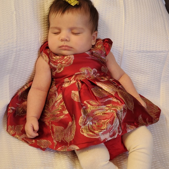 Sz 0-3M Baby Girl Red Dress